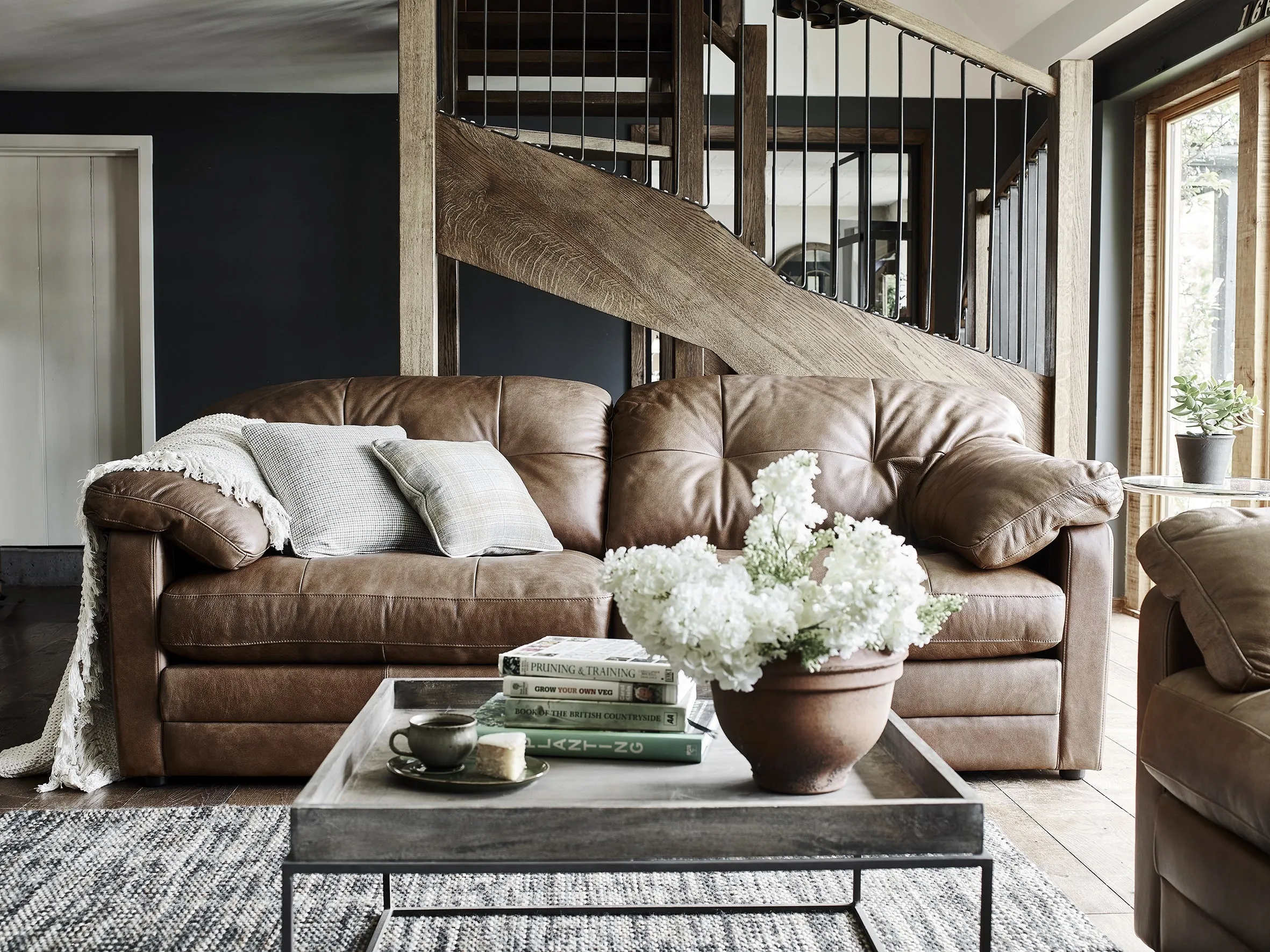 Alexander and James Bailey Brown Leather Snuggler Sofa