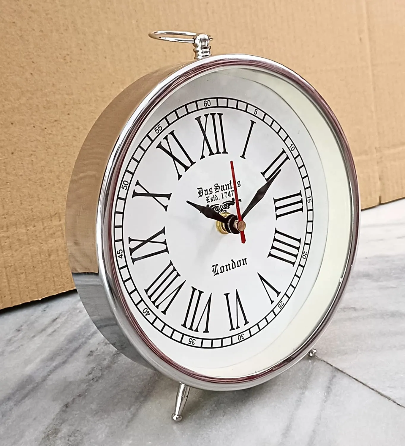 ALI NAUTICAL Handmade Table Top Clock Nautical Style Roman Number Beautiful Table Clock| Home & Office Bed Room Studio Decoration | 6 inch White