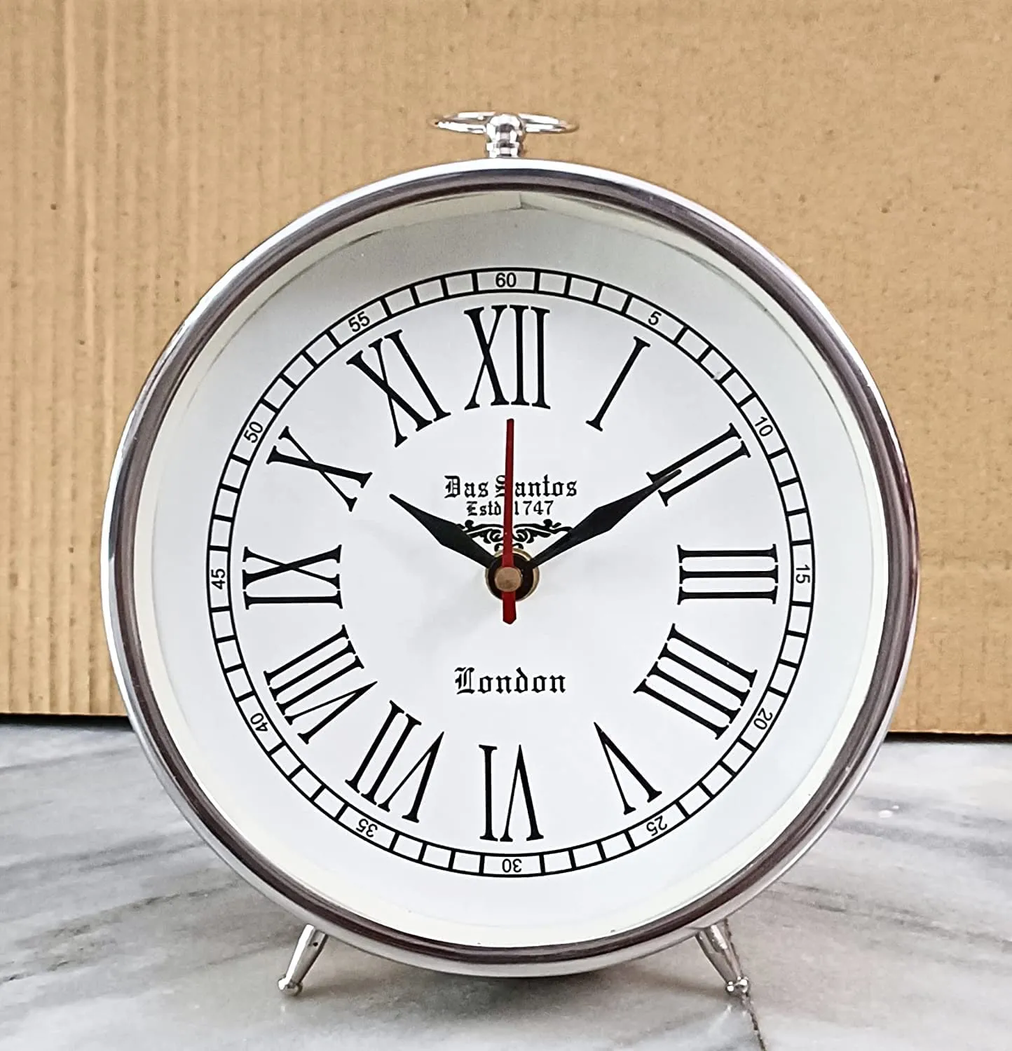 ALI NAUTICAL Handmade Table Top Clock Nautical Style Roman Number Beautiful Table Clock| Home & Office Bed Room Studio Decoration | 6 inch White