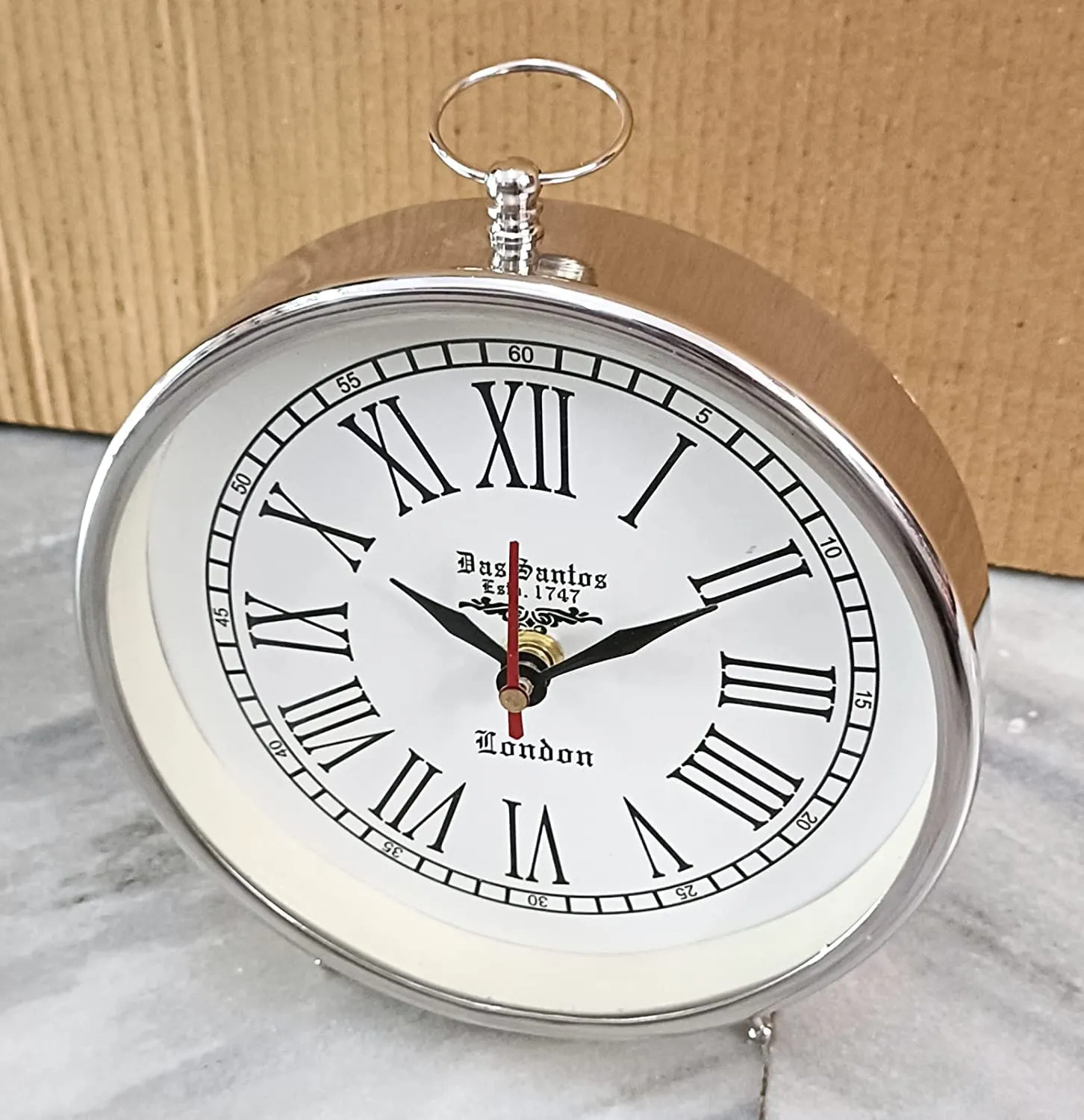 ALI NAUTICAL Handmade Table Top Clock Nautical Style Roman Number Beautiful Table Clock| Home & Office Bed Room Studio Decoration | 6 inch White