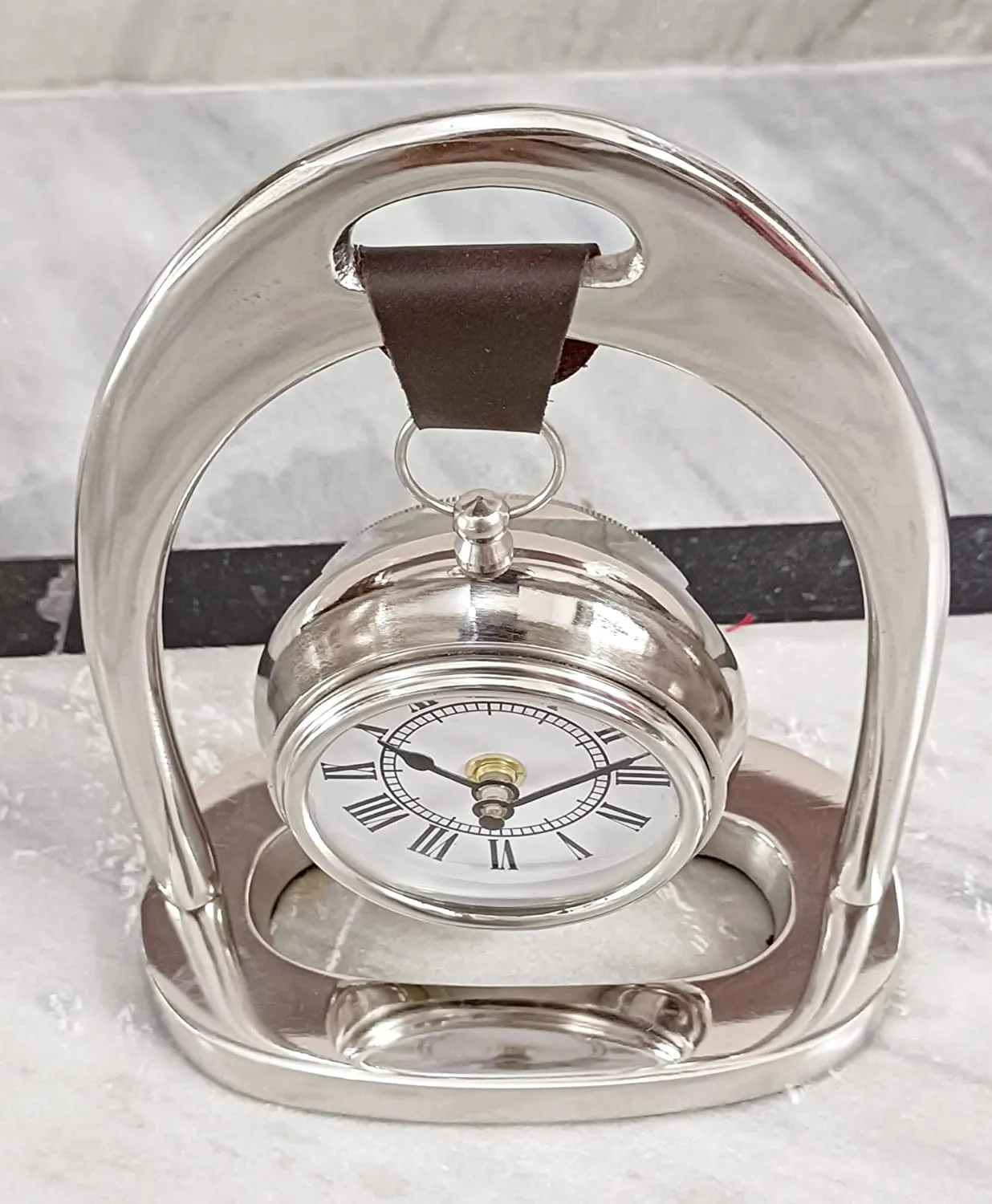 ALI NAUTICAL Table Clock Nautical Style Brass Small Silent Non Ticking for Home Office Decor handicrafts Items Wedding Gift Bedroom Living Room Office Desk Clock