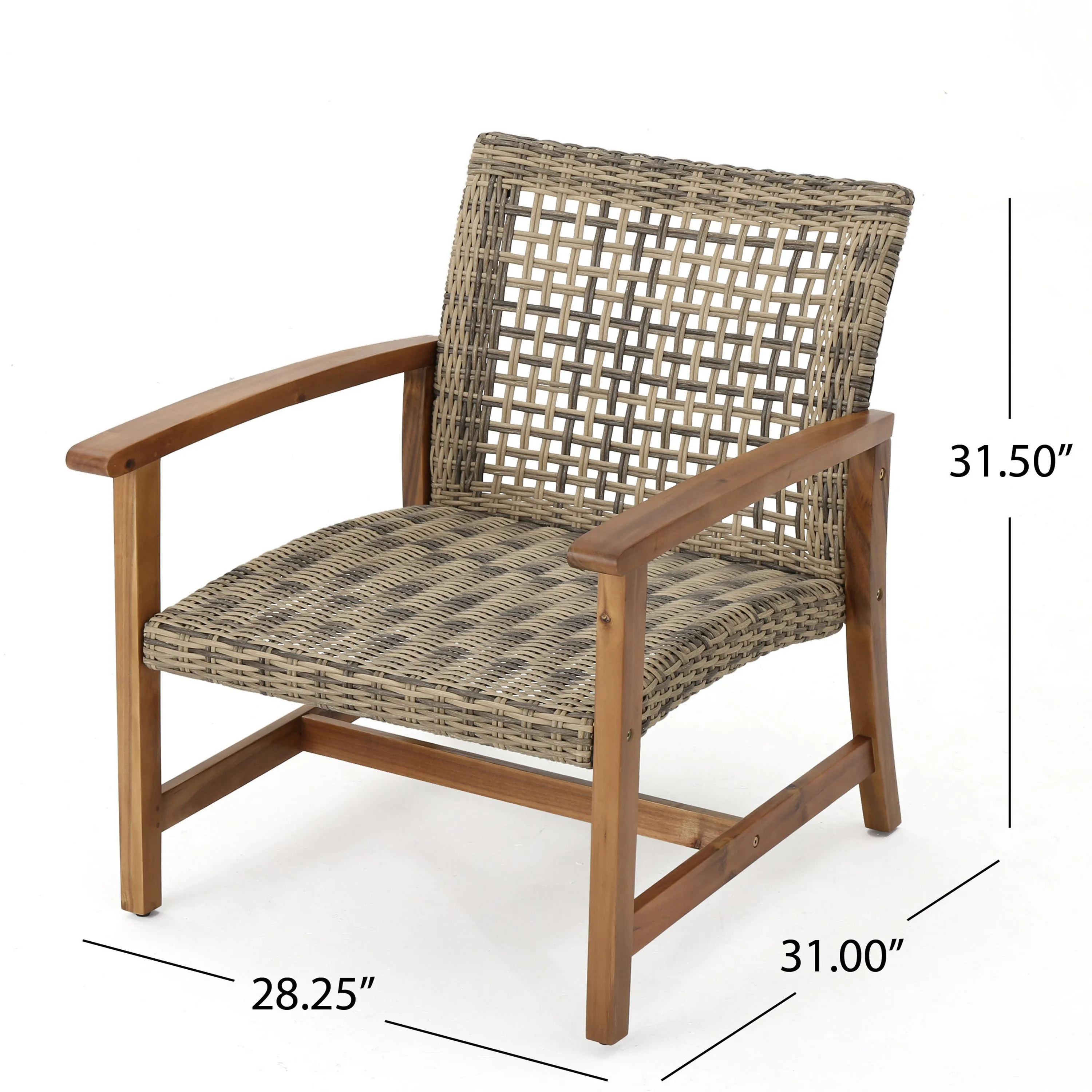 Alyssa Outdoor 5 Piece Wood and Wicker Sofa Chat Set