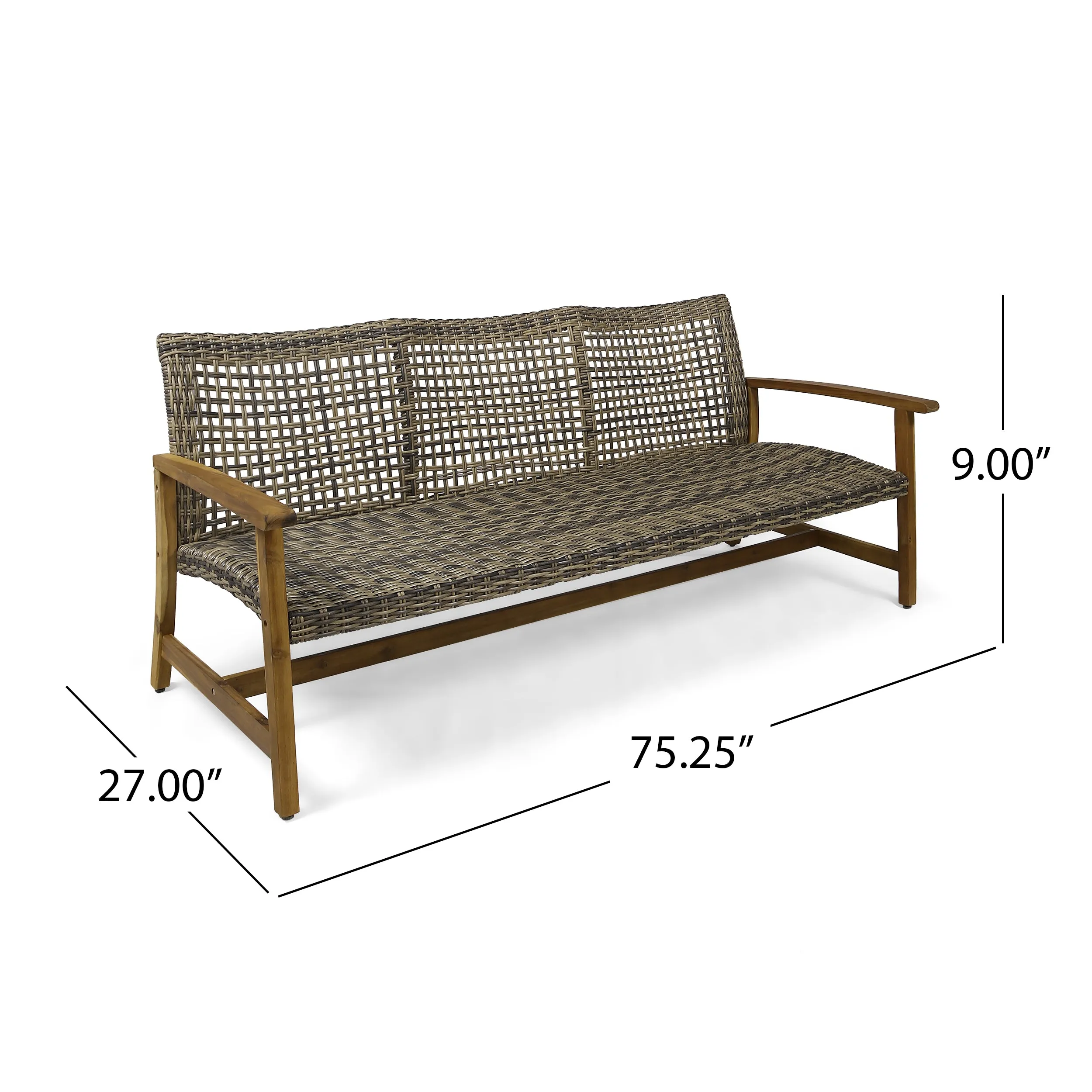 Alyssa Outdoor 5 Piece Wood and Wicker Sofa Chat Set