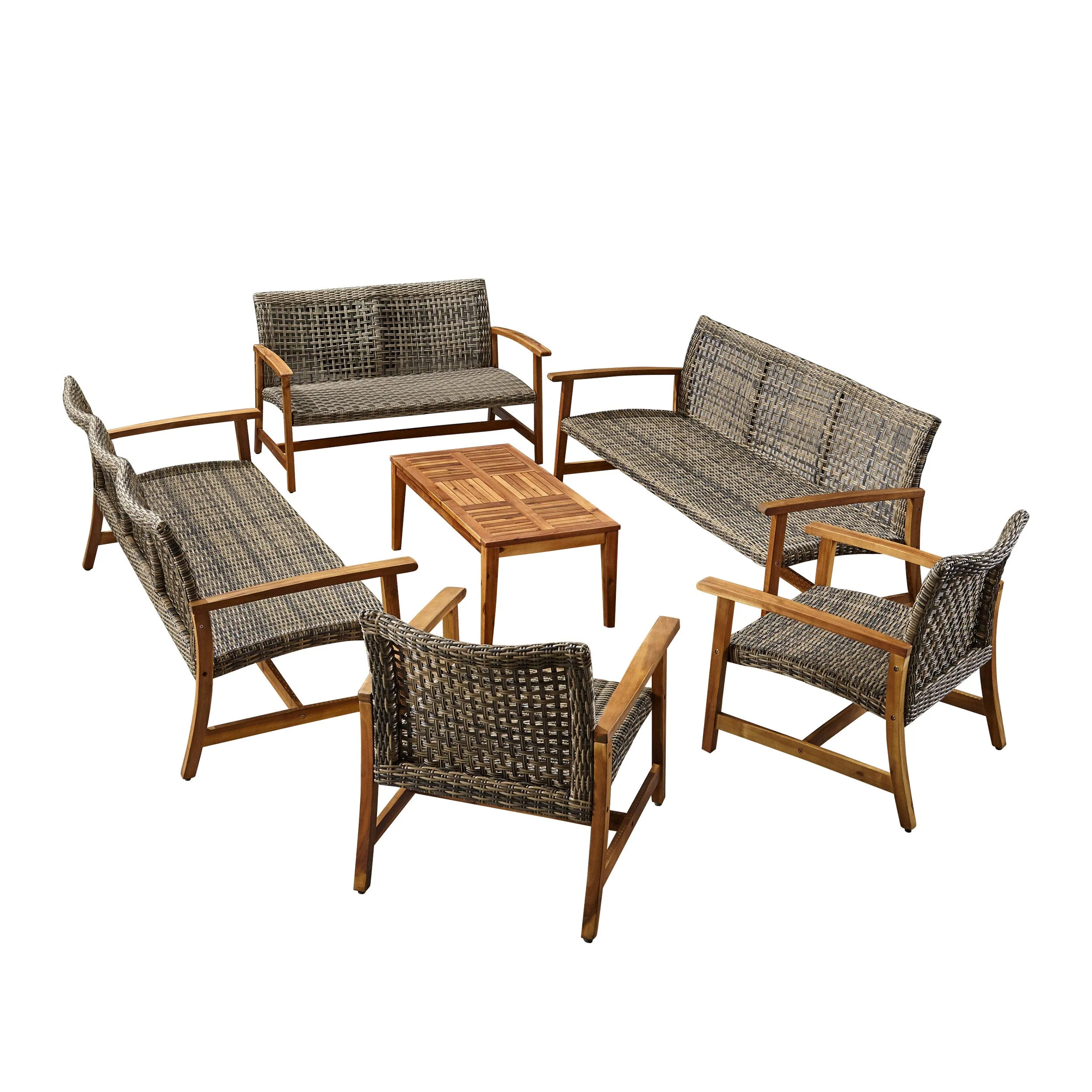 Alyssa Outdoor 6 Piece Sofa and Loveseat Chat Set