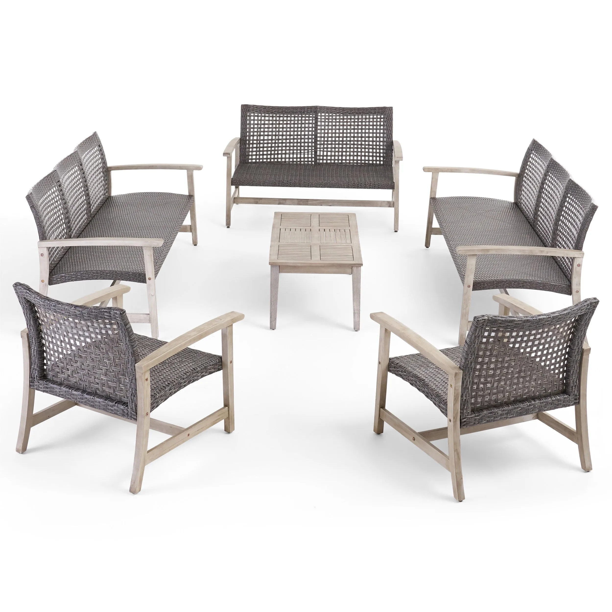Alyssa Outdoor 6 Piece Sofa and Loveseat Chat Set