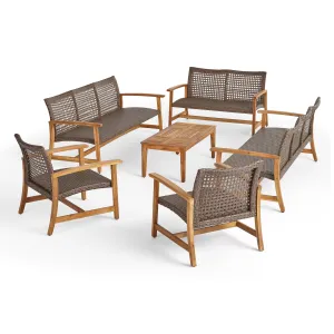 Alyssa Outdoor 6 Piece Sofa and Loveseat Chat Set