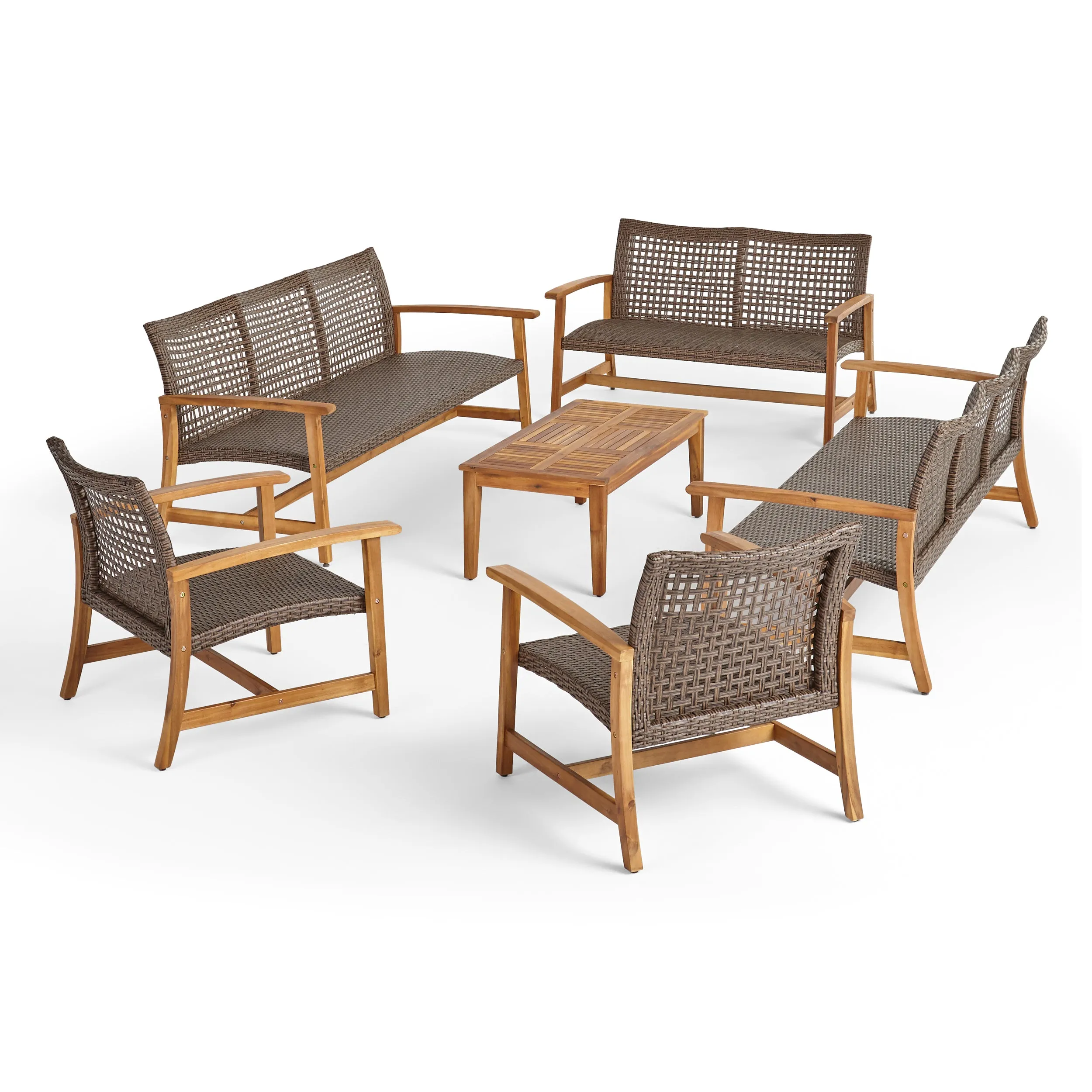 Alyssa Outdoor 6 Piece Sofa and Loveseat Chat Set