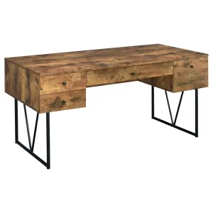 Analiese Industrial Writing Desk | Antique Nutmeg & Metal Design