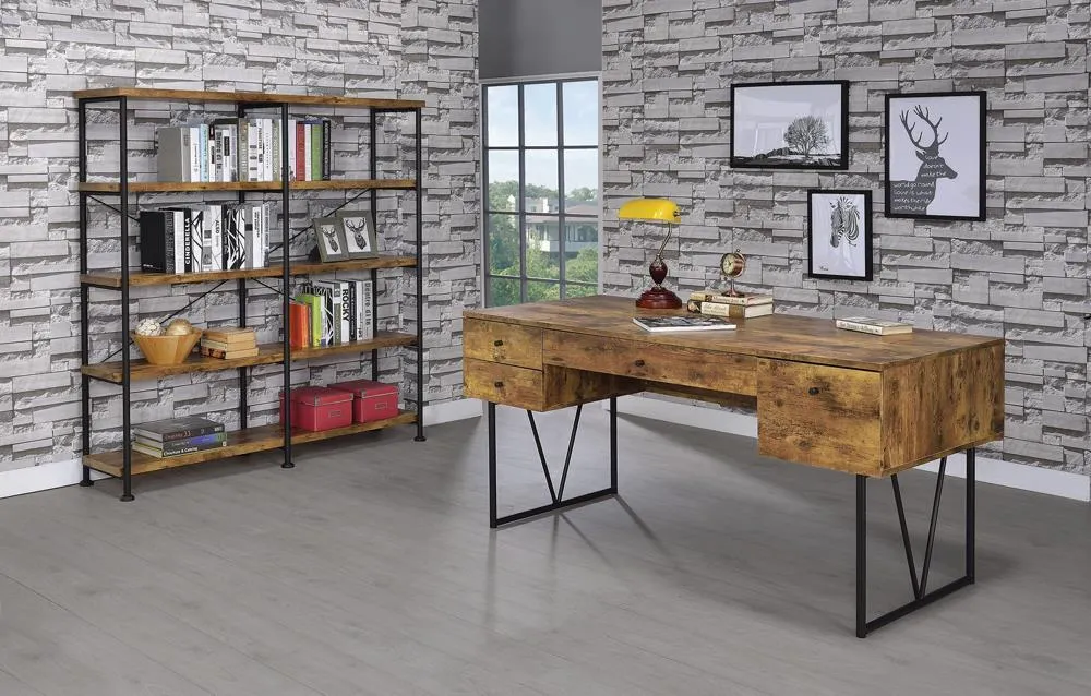 Analiese Industrial Writing Desk | Antique Nutmeg & Metal Design