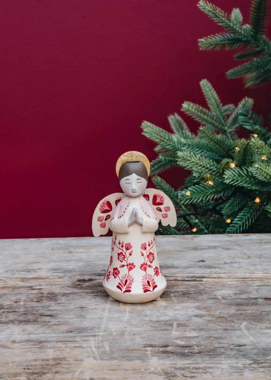Angel Marigold Candleholder in Ruby