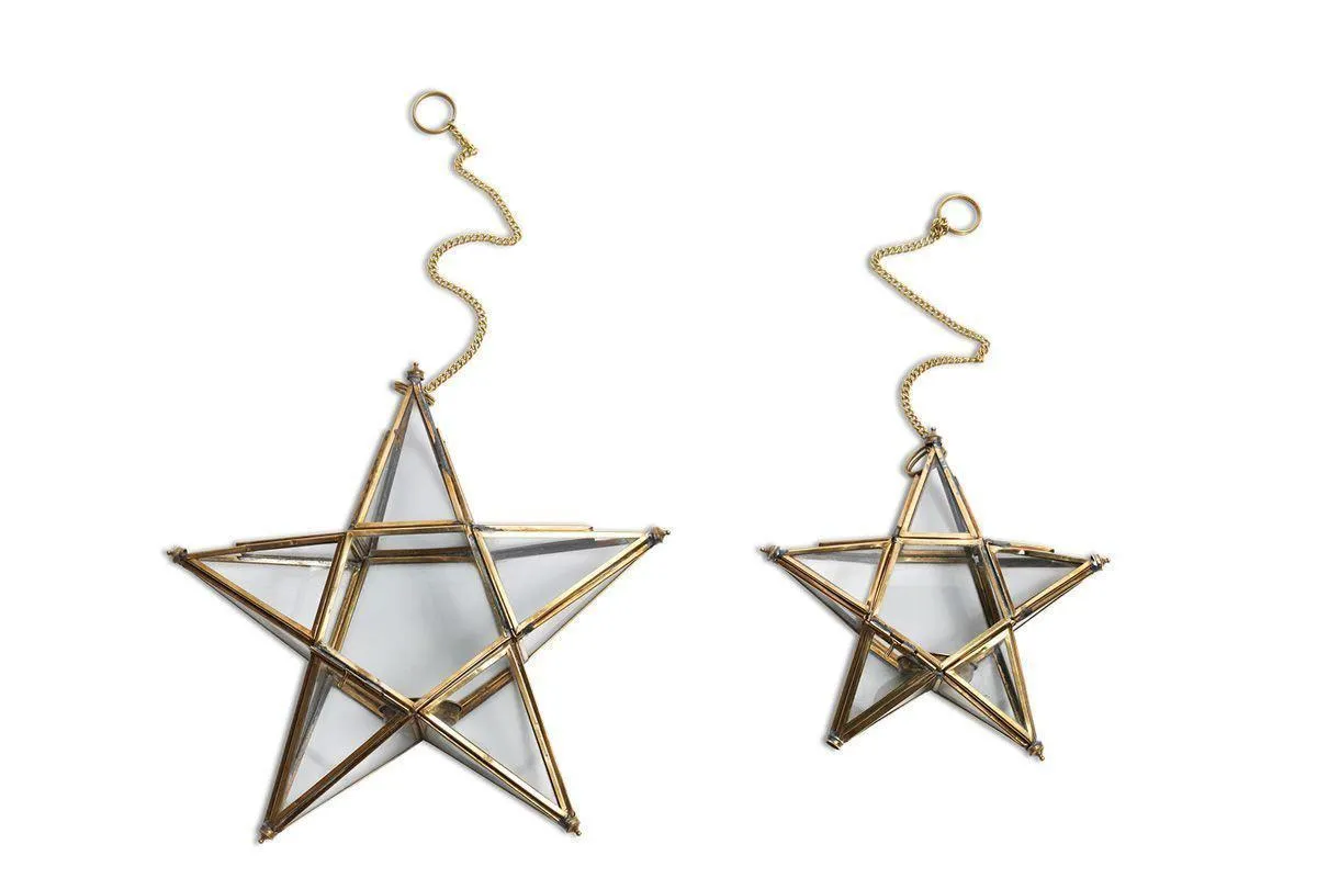 Antique Brass Glass Star - Small
