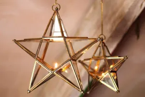 Antique Brass Glass Star - Small
