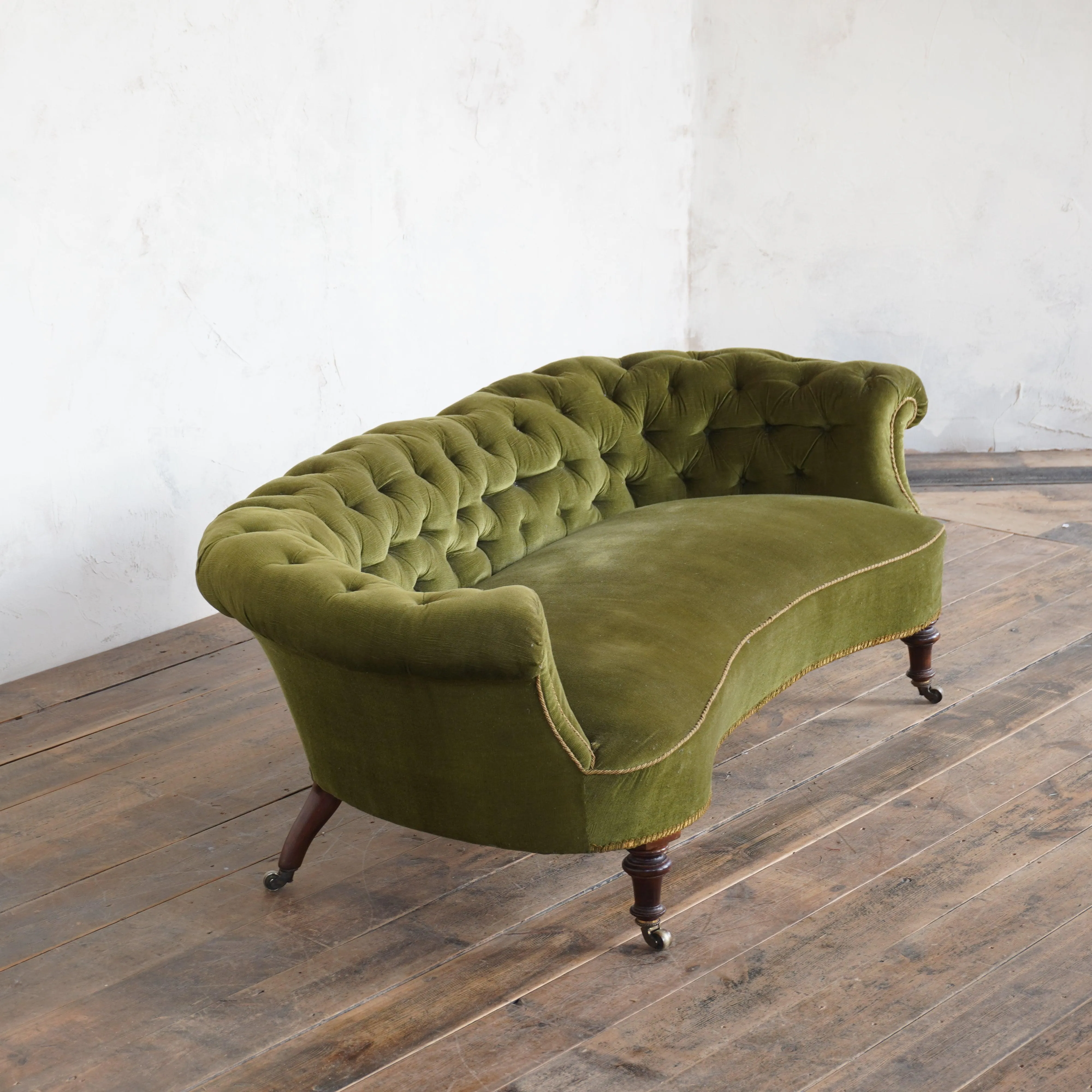Antique Kidney Shaped Chesterfield Sofa