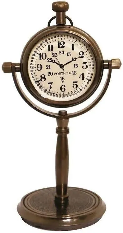 Antique Maritime Vintage Style Brass Compass Antique Victoria London Nautical Brass Antique Table Clock
