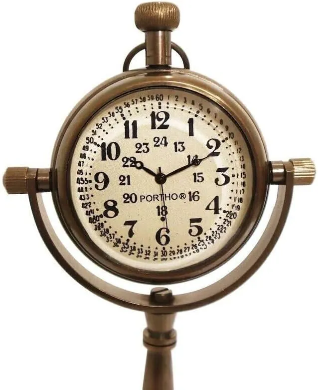 Antique Maritime Vintage Style Brass Compass Antique Victoria London Nautical Brass Antique Table Clock