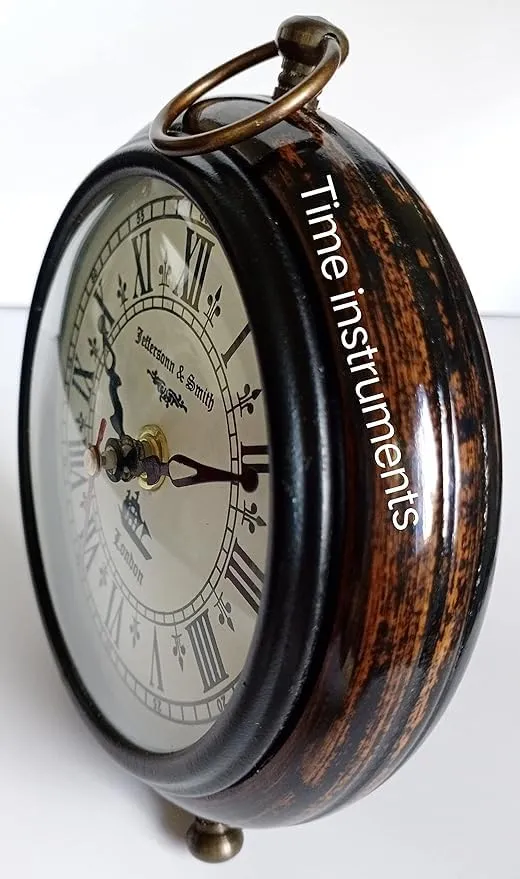 Antique Wooden Table Clock, 5.25 cm Dial, 10 cm, Brown