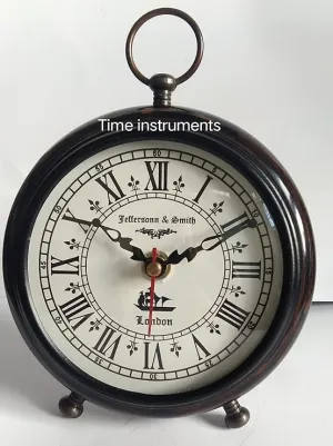 Antique Wooden Table Clock, 5.25 cm Dial, 10 cm, Brown