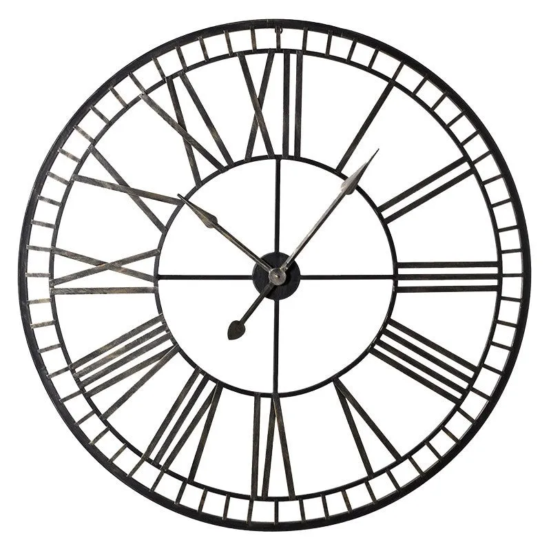 Antiqued Silver Skeleton Clocks 100 cm & 70 cm