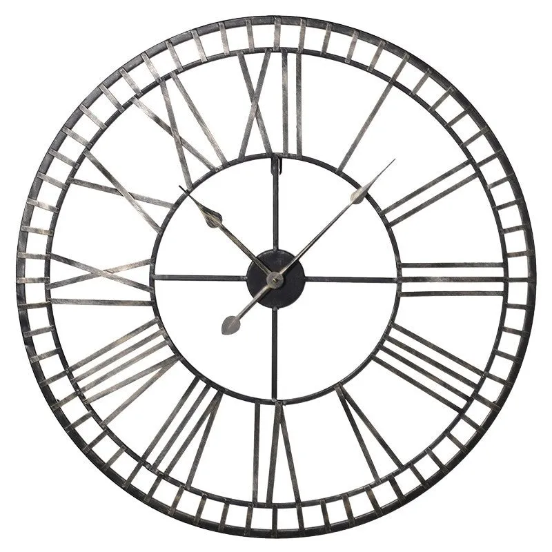 Antiqued Silver Skeleton Clocks 100 cm & 70 cm