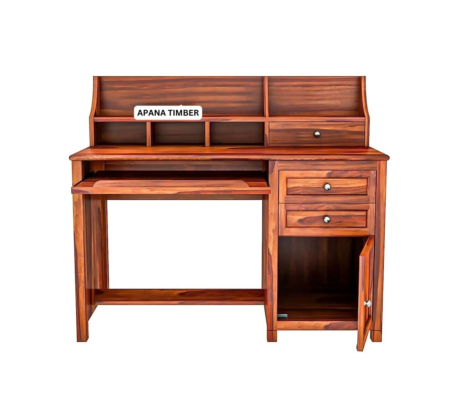 Apana Timber Solid Sheesham Wooden Study Table for Home and Office with Drawer and Cabinet Storage || Study Desk || Writing Table || Computer Table | Desktop Table (Natural Honey Finish)