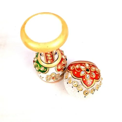Apka Mart The Online Shop Marble Pillar Clock/Watch with Meenakari Work - Detachable Globe Design Clock - for Home, Living Room, Study Table, Desk, Office Decor & Gifts - 6 Inch
