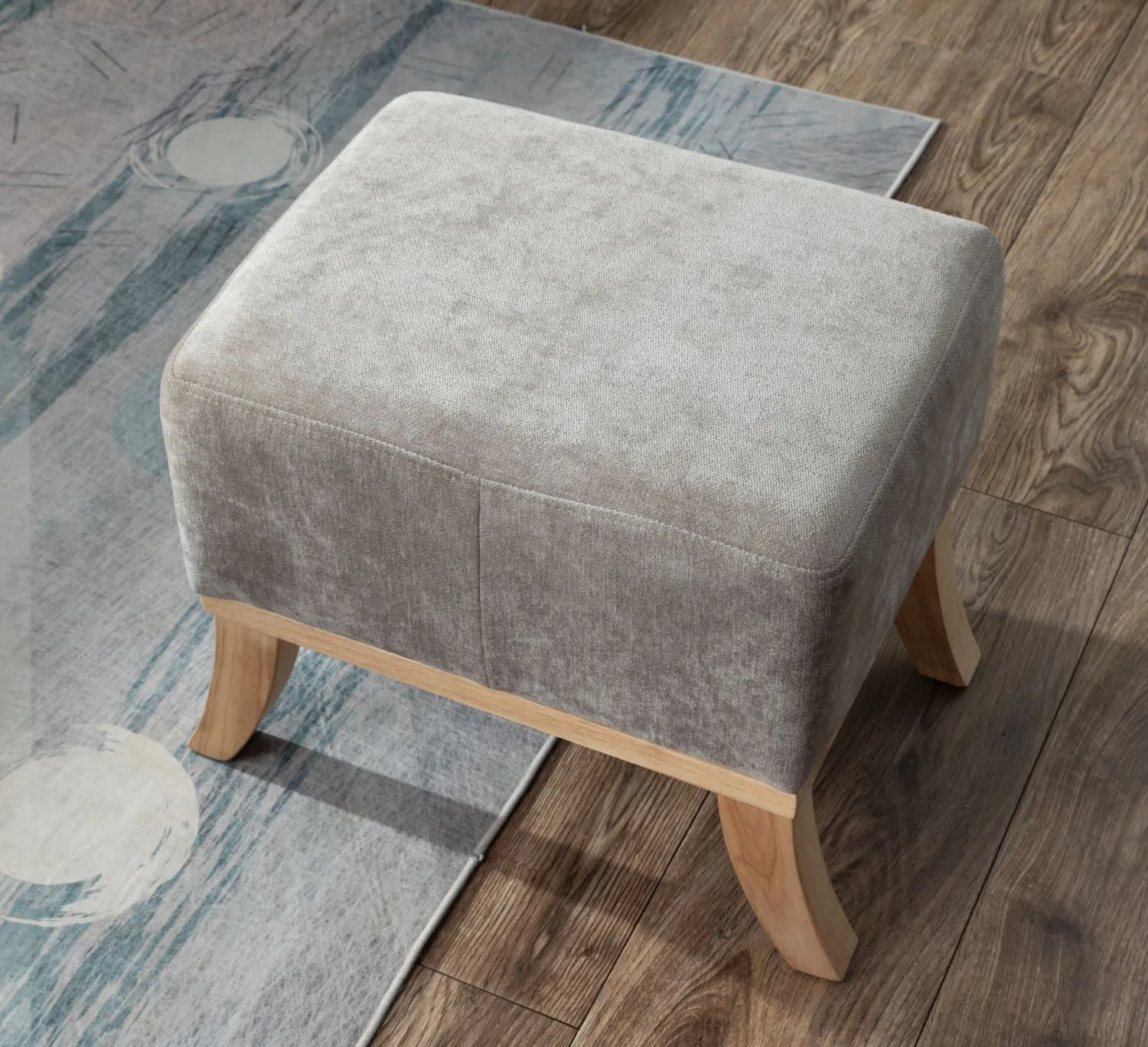 Ashen Chair and Footstool Light Grey
