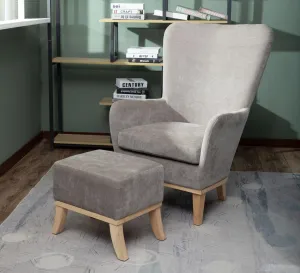 Ashen Chair and Footstool Light Grey