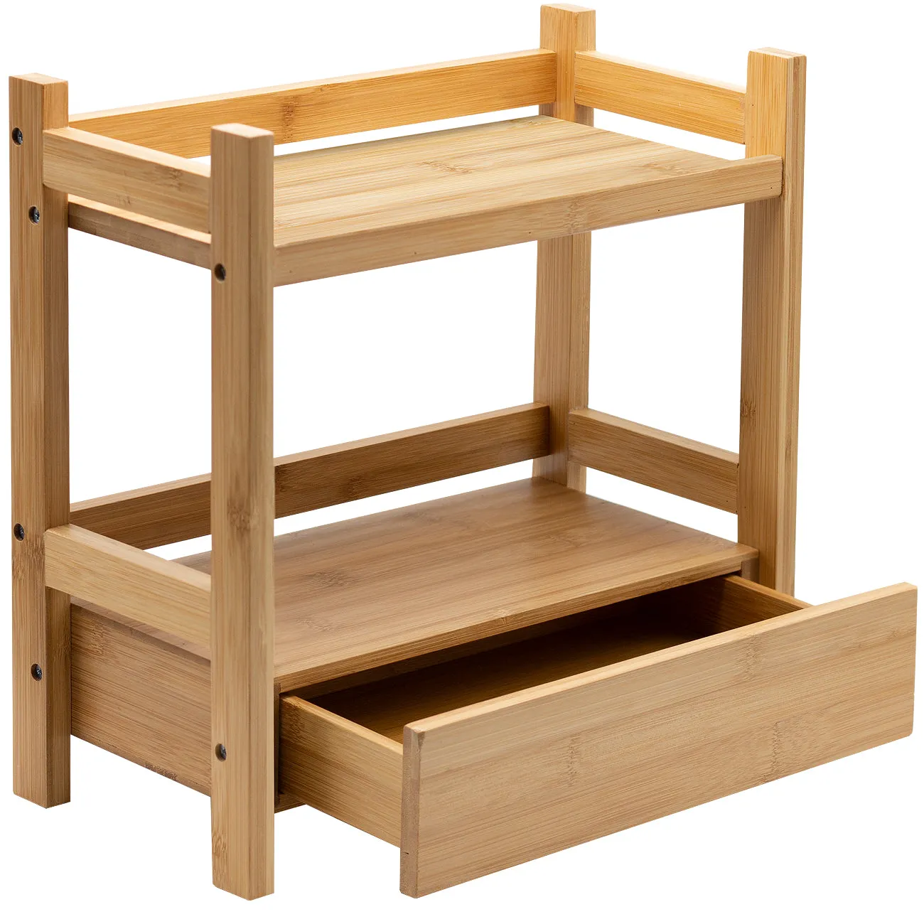 Bamboo Countertop Shelf with Drawer (2 Tier)