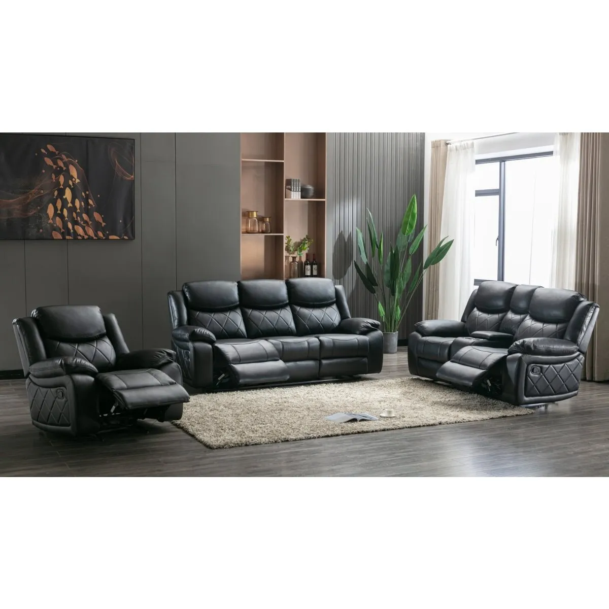 Bartholomew Black Reclining Sofa