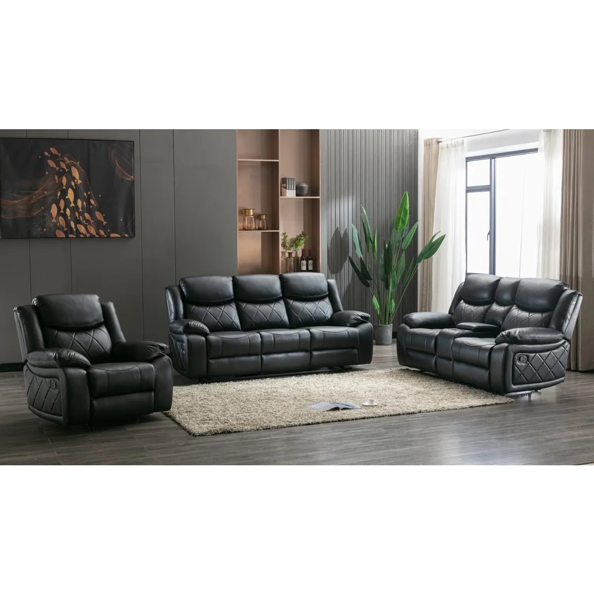 Bartholomew Black Reclining Sofa
