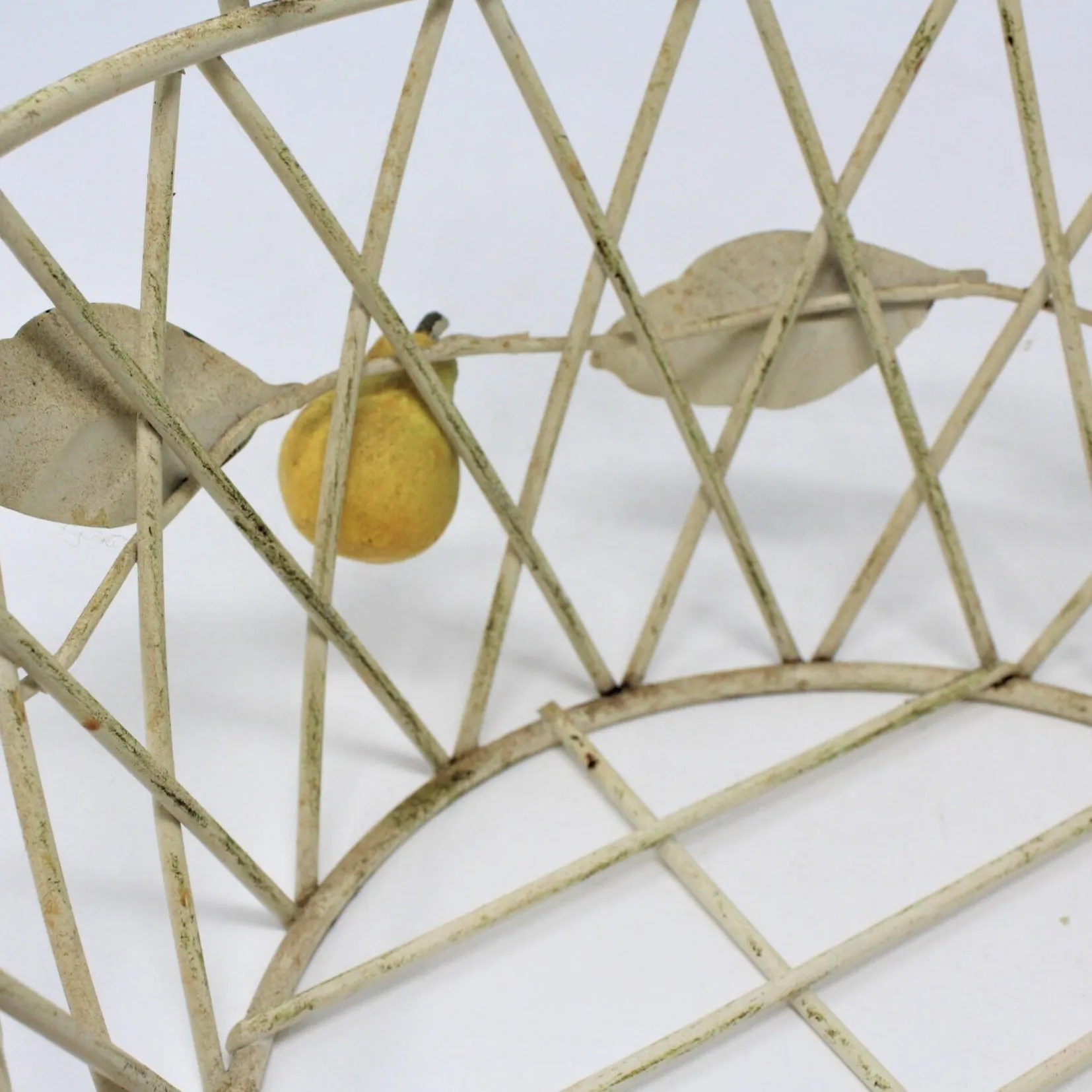 Basket, Metal with Hand Applied Pears, Vintage