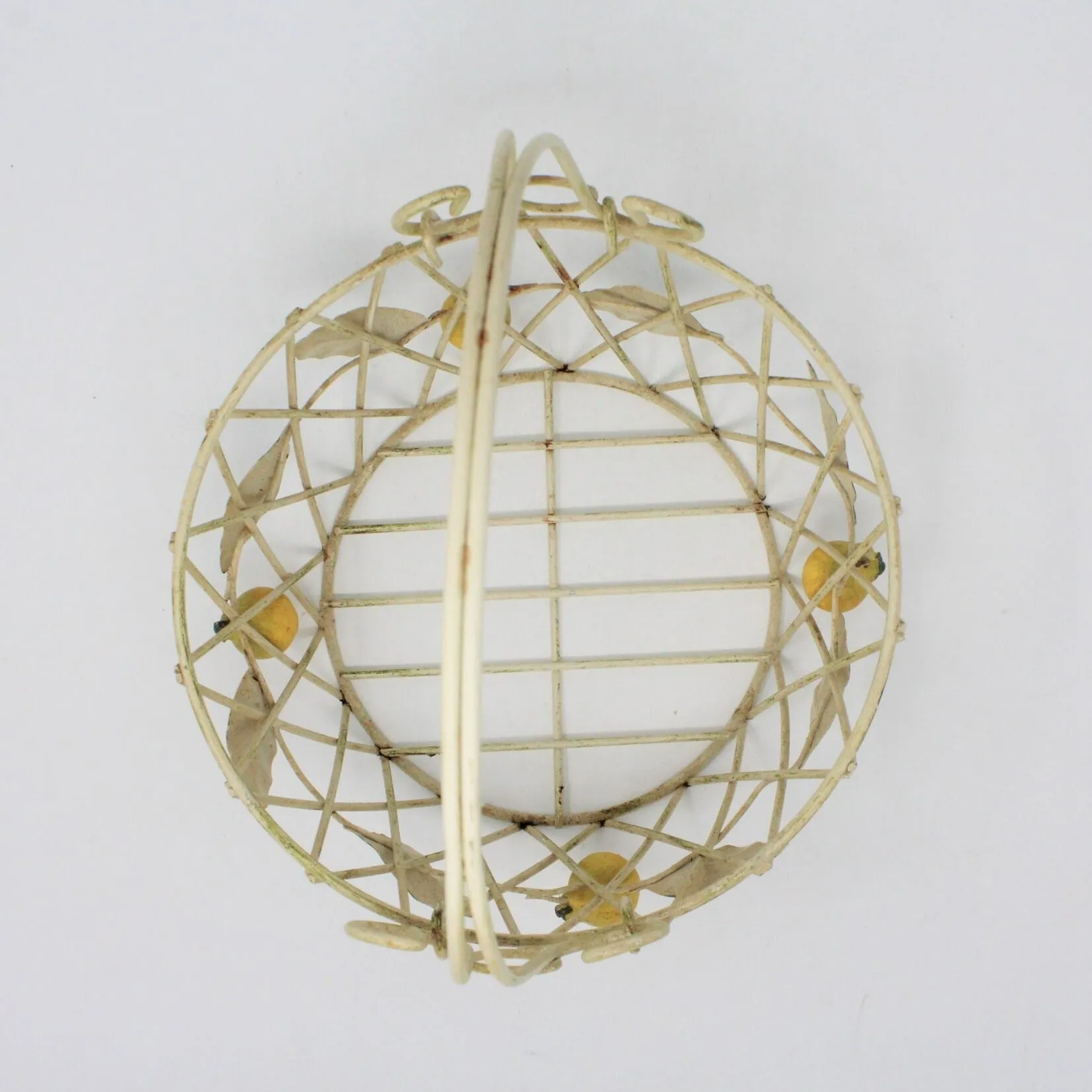Basket, Metal with Hand Applied Pears, Vintage