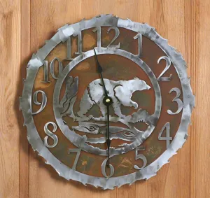 Bear Handcrafted Rustic Metal Wall Clock - 12"