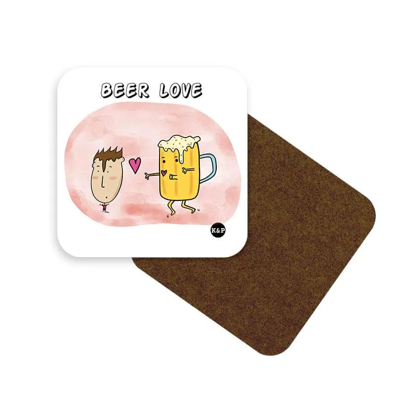 Beer Love Coasters (With Holder) - Set of 4