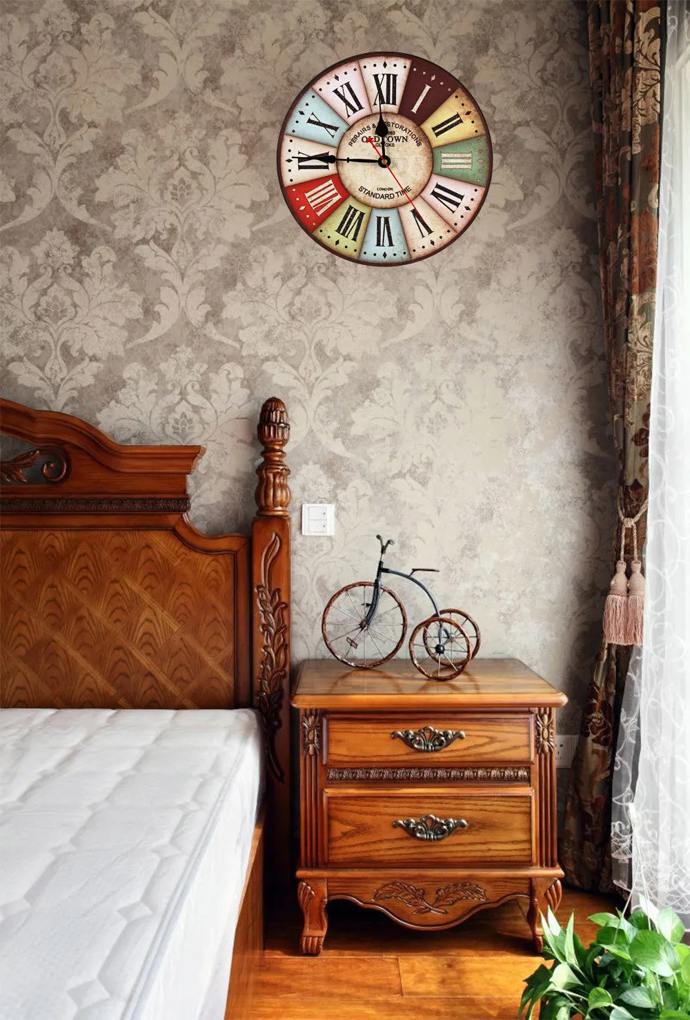 Best Wood Wall Clock Vintage Quartz Large Wall Watch Roman Numbers European Style Mordern Design Wall Clocks