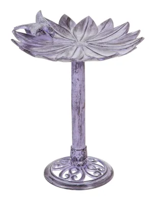 Bird Bath Purple Metal w/Bird