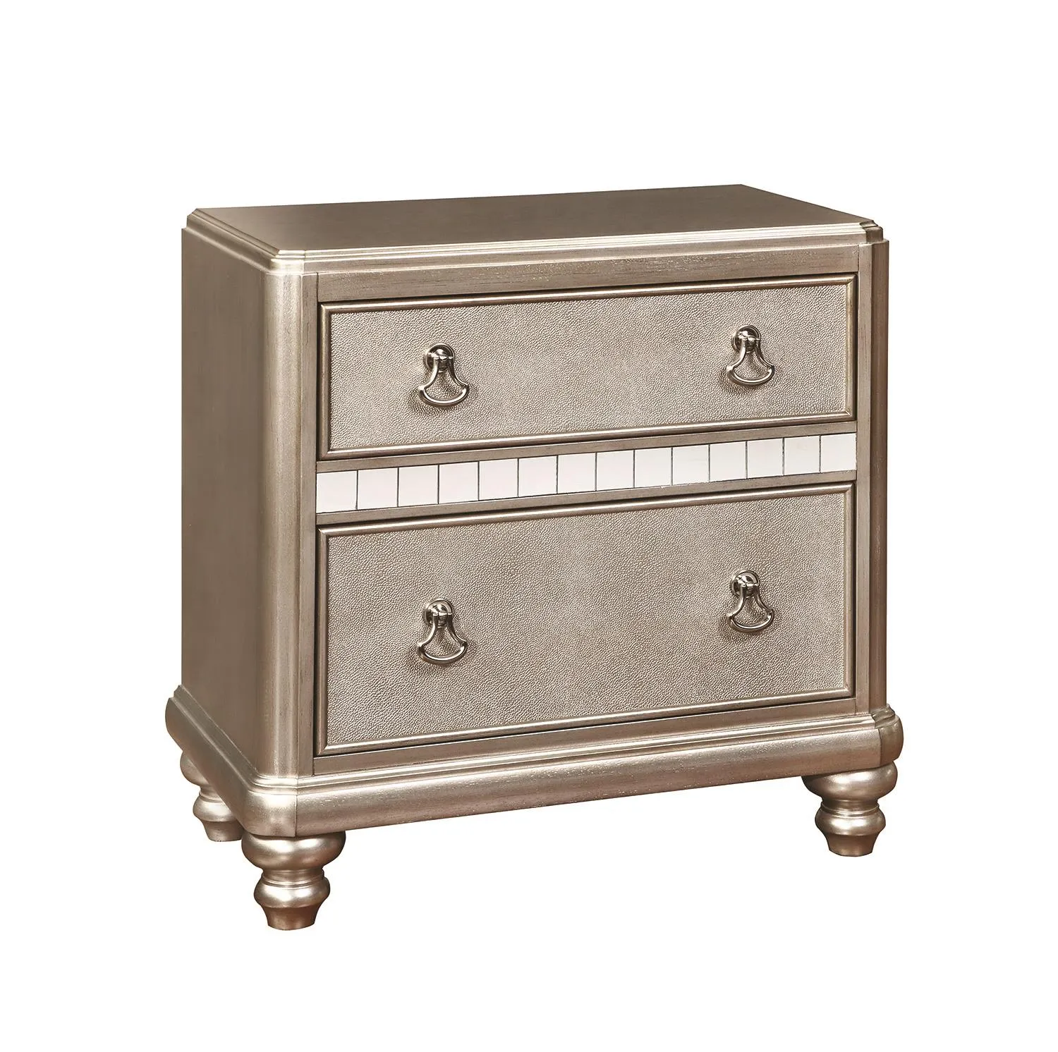 Bling Game 2-drawer Nightstand Metallic Platinum