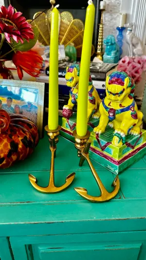 Brass Anchor Candle Holders- Pair