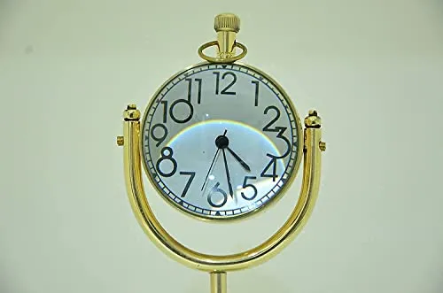 Brass Clock Desk & Table Clock with Globe Style & Numeric Dial Clock for Study Table, Office, Bedroom, Living Room, Home Decor, Wedding Gift