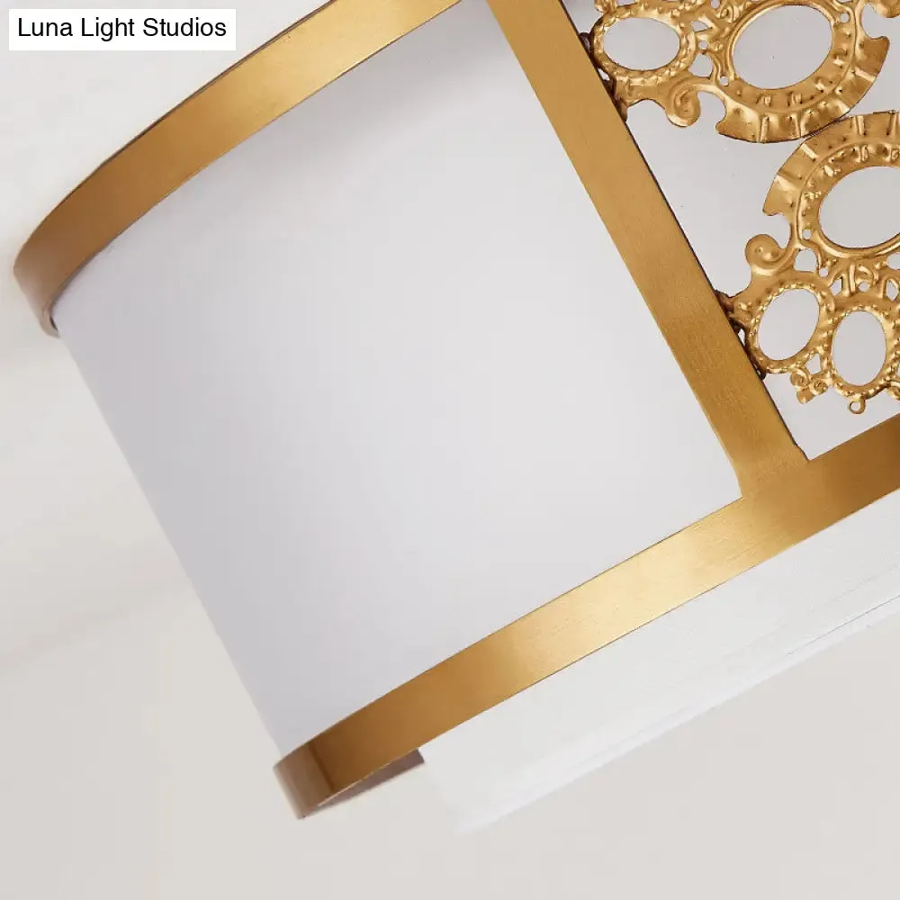 Brass Finish Dual Round Flush Mount Ceiling Lamp with Opaque Glass - 3/4 Light - Minimalist Design (16"/19.5" Diameter)
