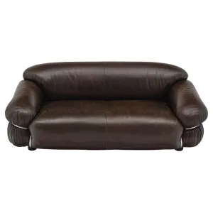 Brown Leather Sesann Sofa by Gianfranco Frattini for Cassina