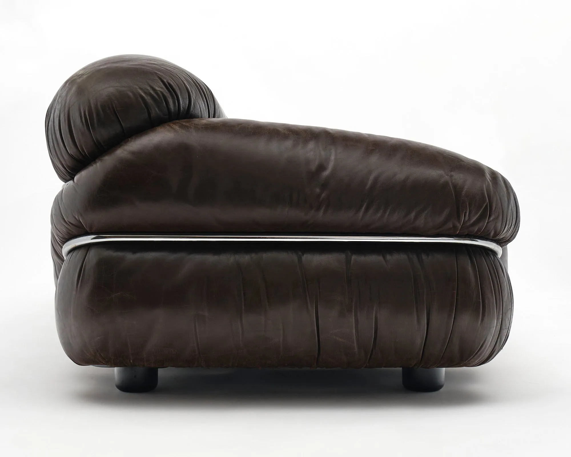 Brown Leather Sesann Sofa by Gianfranco Frattini for Cassina