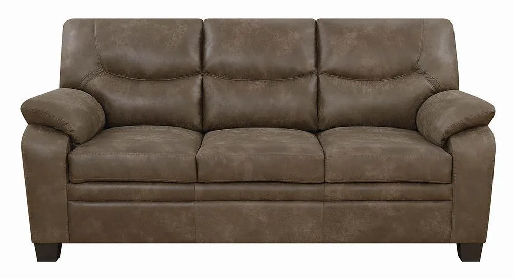Brown - Meagan Upholstered Sofa Brown With Pillow Top Arms