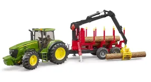 Bruder 03054 John Deere 7930 with forestry trailer and 4 trunks