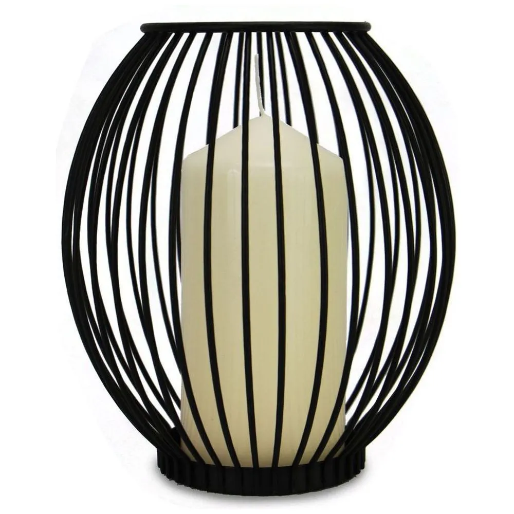 Cage Candle Holder - Set of 2 Black Metal Pillar Candle Holders - Maison & White