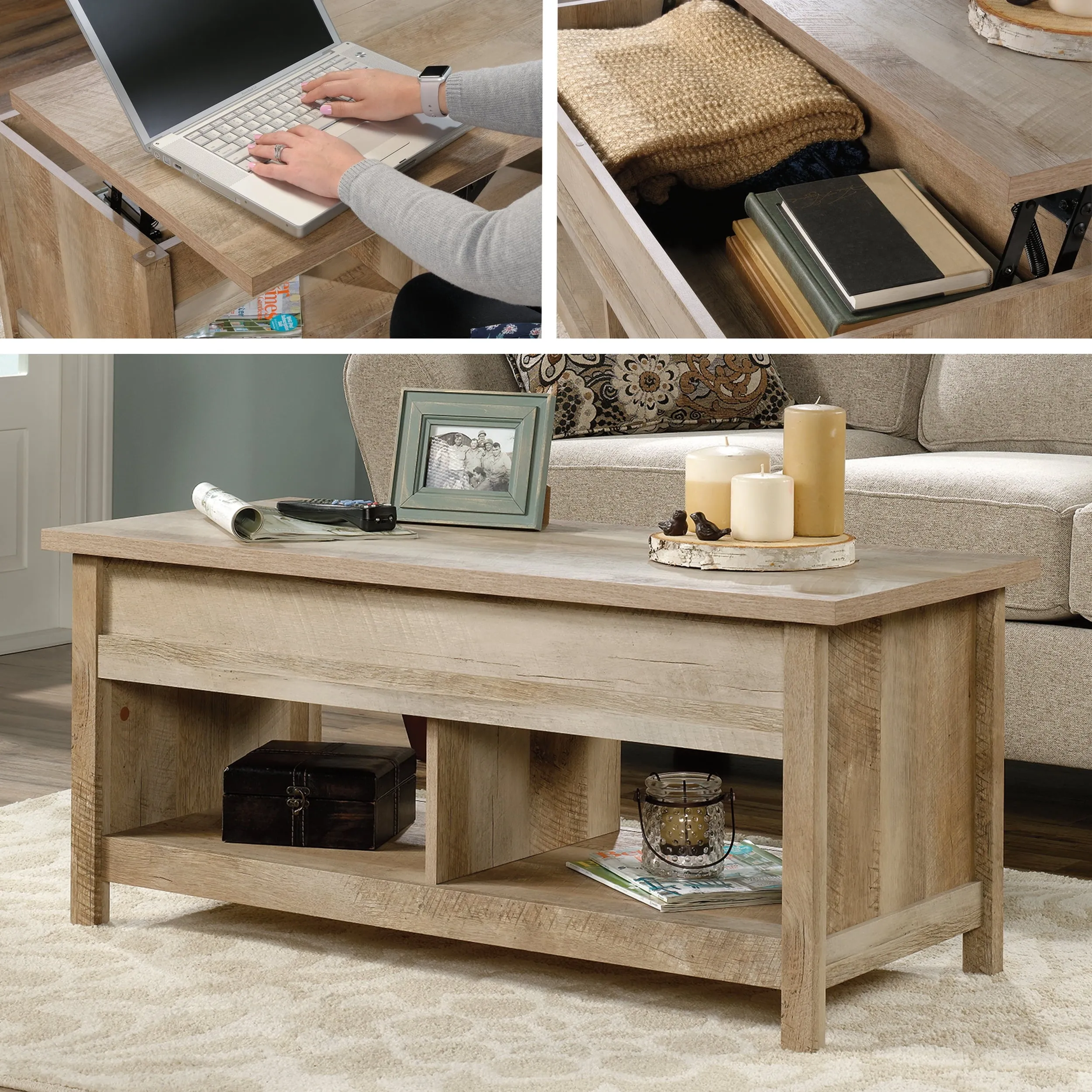 Cannery Bridge Lift-Top Coffee Table, Lintel Oak Finish
