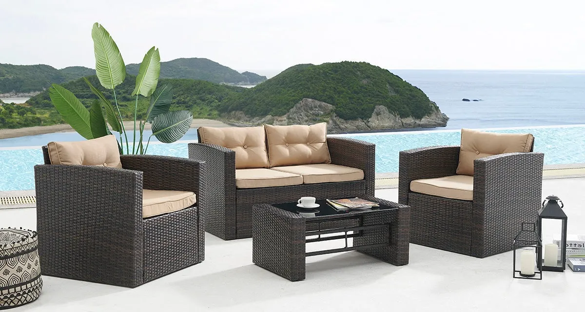 Carmen Garden Sofa Set, Brown