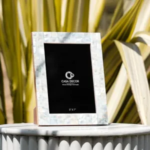 CASA DECOR Mother of Pearl Opulent La Muse Photo Frame For Home & Office Decor | Table Top Photo Frame | Standing Photo Frame Couple Gifts Valentine 5x7