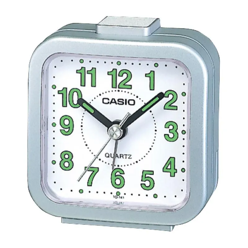 Casio Standard Traveller's Silver Resin Table Clock TQ141-8D TQ-141-8D TQ-141-8