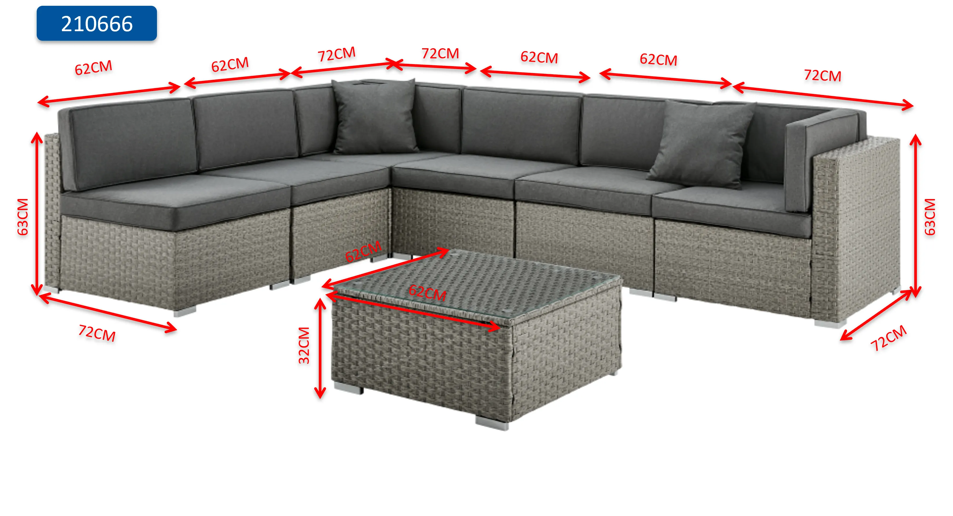 Catina Modular Corner Rattan Garden Sofa Set, Black